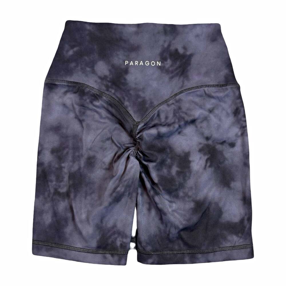 Paragon Women’s Biker Shorts Gray Black Tie-Dye Stretch Gym Training Size XS